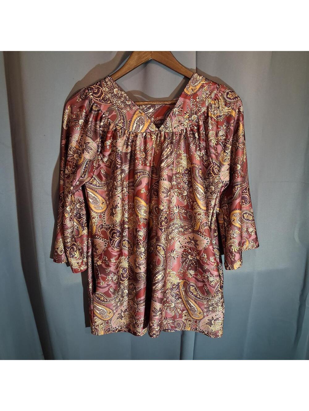 Anthony Richards Paisley Print Long Sleeve Blouse Size M